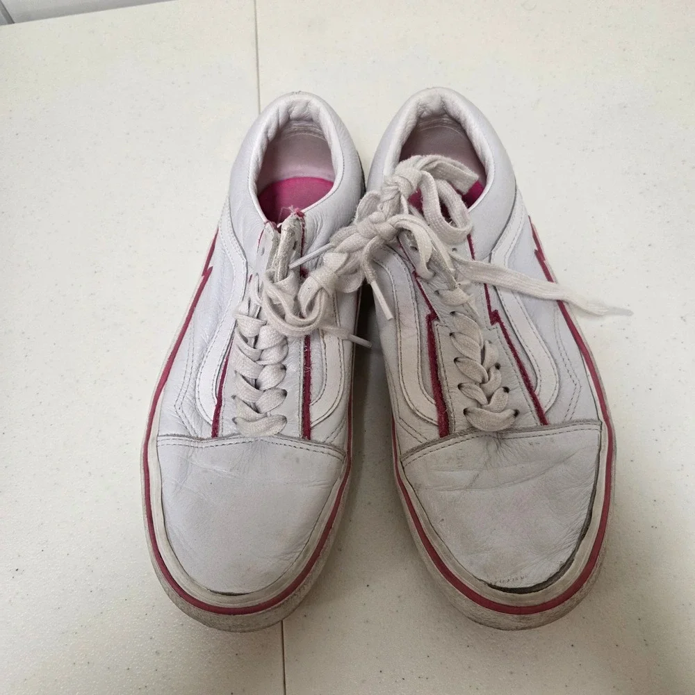 Vans Revenge x Storm Old Skool White Pink Leather Low Sneakers Mens 7.5 Womens 9
